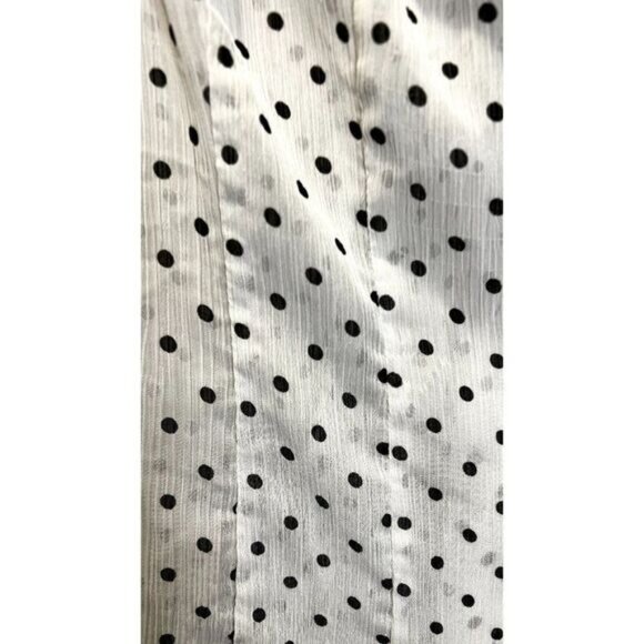 Susie Rose Polkadot Button Up Womens Ruffle‎ Sleeveless Semi-sheer Top - Picture 6 of 11